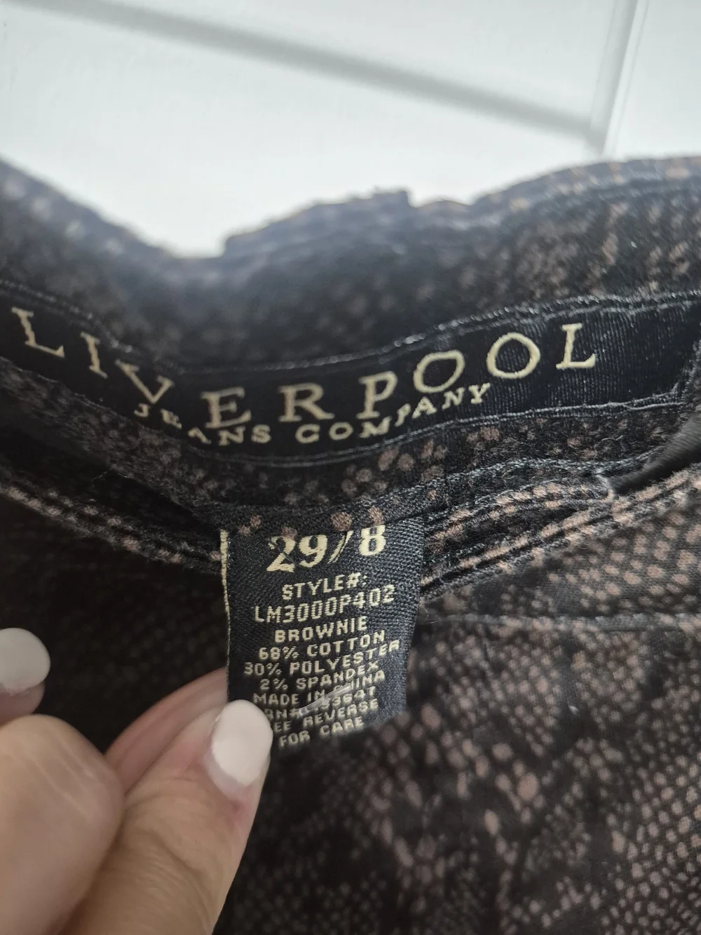 Liverpool Brown Snake-Print Women’s Jeans